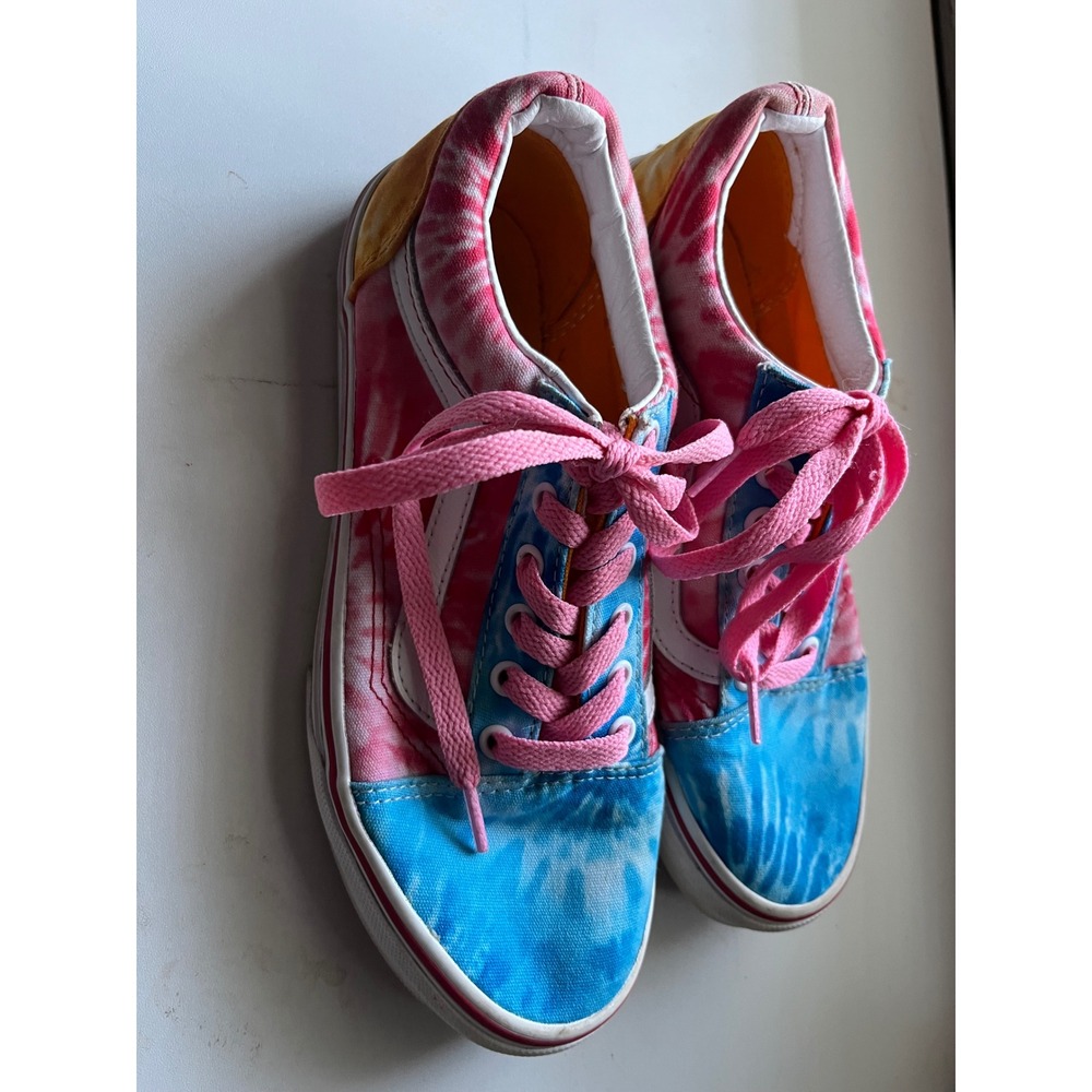 Vans Old Skool Tie Dye Pink Blue Yellow Kids Juniors Size 4.5 Sneakers‎ Skate
